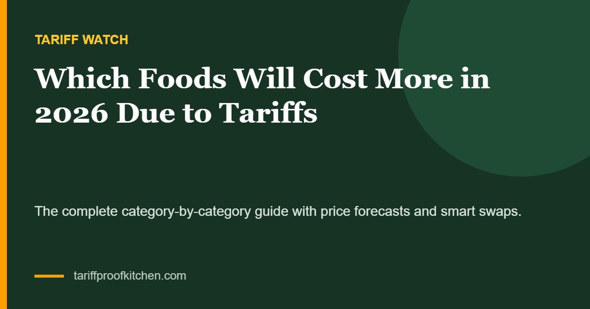 Chart-style cover: which foods will cost more in 2026 due to tariffs